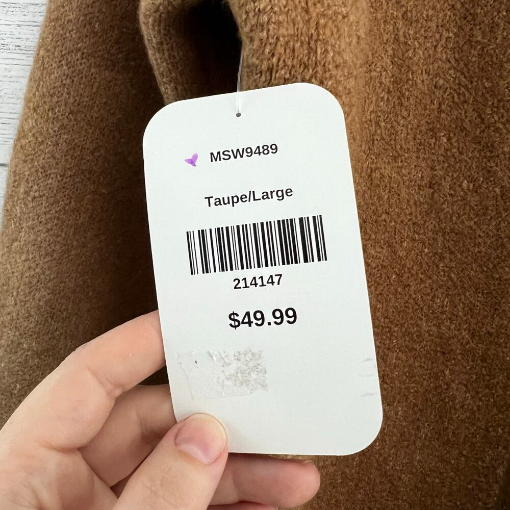 &Merci NWT Camel Long Sleeve Longline Pocket Cardigan Size L - Picture 7 of 9